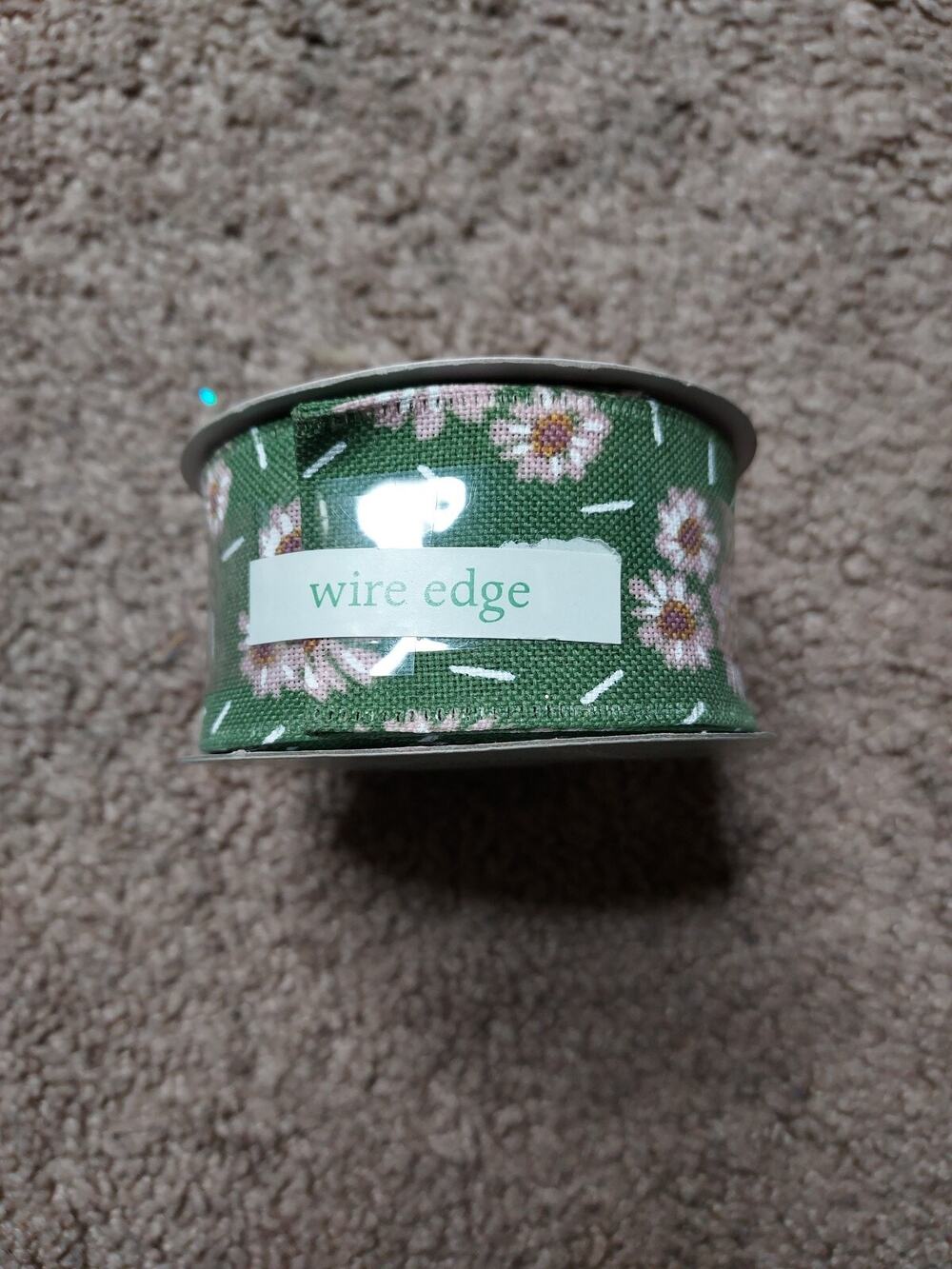 New Fresh Picked Green & Purple Floral Wired Ribbon 1.5" X 12ft